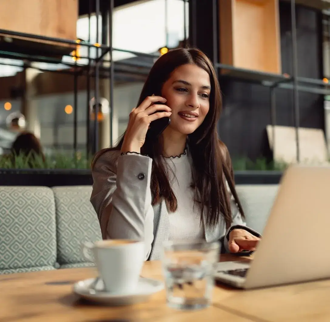 Marketing consultant on a call with a client