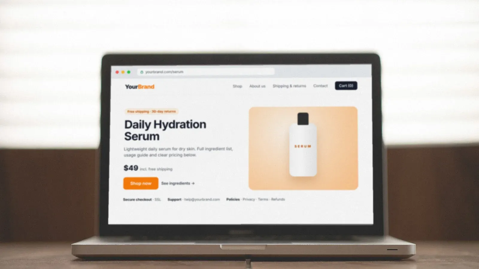Landing page compliance checklist for paid ads showing business identity, legal pages, claims, and mobile usability